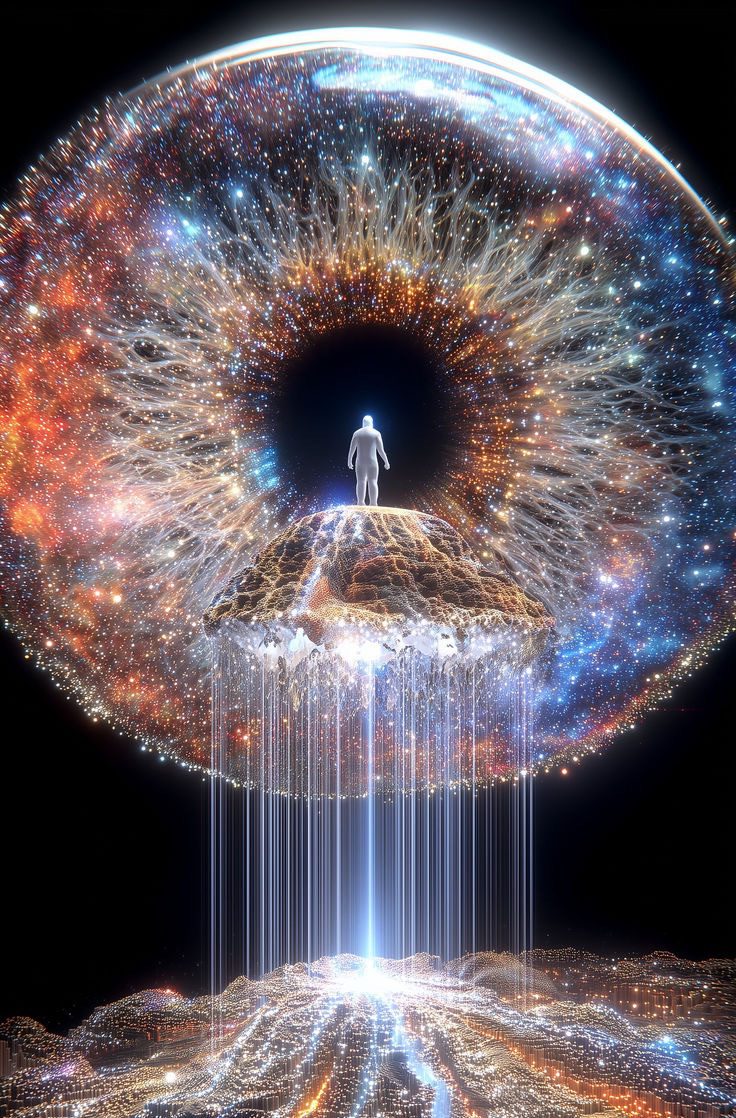 Un portal circular luminoso que representa el contenedor del trabajo